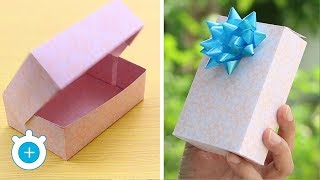 How to make a paper gift box with lid  Easy  LampZoom [upl. by Nomolos]