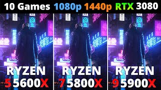 Ryzen 5 5600X vs Ryzen 7 5800X vs Ryzen 9 5900X  Performance Comparison 10 Games 1080p and 1440p [upl. by Acie]