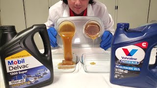 Mobile Delvac VS Valvoline PREMIUM BLUE 15W40 COLD Flow Test [upl. by Jumbala505]